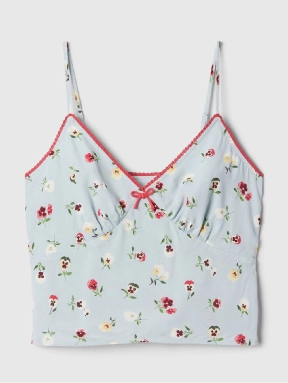 Gap X DÔEN Light Blue Cropped Floral Cami